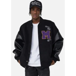MEDM Embroidery M Logo Varsity Jacket Black