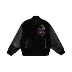 MEDM Embroidery M Logo Varsity Jacket Black