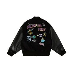 MEDM Embroidery M Logo Varsity Jacket Black