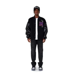 MEDM Embroidery M Logo Varsity Jacket Black
