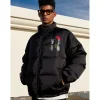 MEDM Embroidery Rose Logo Down Jacket Black