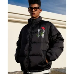 MEDM Embroidery Rose Logo Down Jacket Black