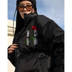 MEDM Embroidery Rose Logo Down Jacket Black