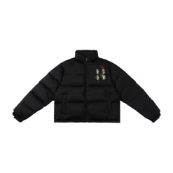 MEDM Embroidery Rose Logo Down Jacket Black