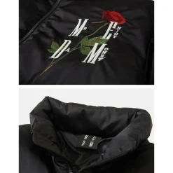 MEDM Embroidery Rose Logo Down Jacket Black