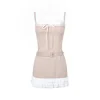 MeliMosa Bow Lace-Up Striped Slip Dress