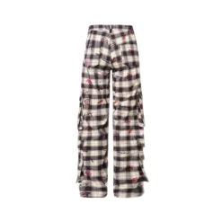 MeliMosa Kitty Printed Plaid Pocket Pants