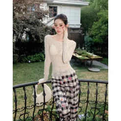 MeliMosa Kitty Printed Plaid Pocket Pants