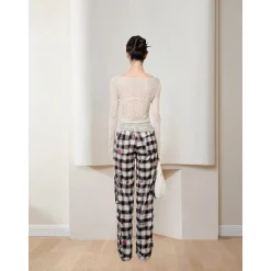 MeliMosa Kitty Printed Plaid Pocket Pants
