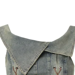 MeliMosa Off-Shoulder Denim Lace-Up Tube Top Dress