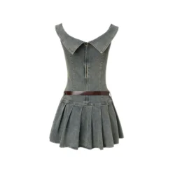 MeliMosa Off-Shoulder Denim Lace-Up Tube Top Dress