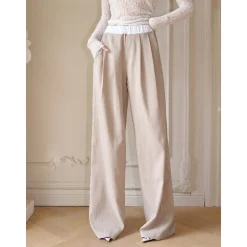 MeliMosa Patchwork Waist Striped Pants Pink