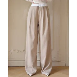 MeliMosa Patchwork Waist Striped Pants Pink