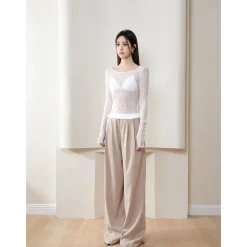 MeliMosa Patchwork Waist Striped Pants Pink