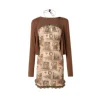 MeliMosa Printed Lace-Up Halter Dress And Knit Cardigan Set