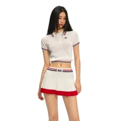 NAWS Color Contrast Striped Low-Rise Pleated Skirt