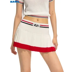 NAWS Color Contrast Striped Low-Rise Pleated Skirt