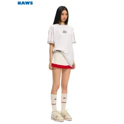 NAWS Color Contrast Striped Low-Rise Pleated Skirt
