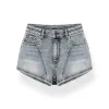 NAWS Cut Line Low-Rise Stretch Denim Shorts Blue