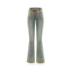 NAWS Distressed Lace-Up Leopard Pocket Flare Jeans