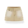 NAWS Distressed Washed A-Line Denim Skirt Khaki