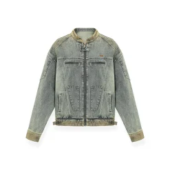 NAWS Distressed Washed Silhouette Denim Jacket