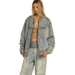 NAWS Distressed Washed Silhouette Denim Jacket