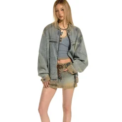 NAWS Distressed Washed Silhouette Denim Jacket