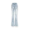 NAWS Gradient Cutting Out Metal Logo Flare Jeans