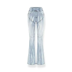 NAWS Gradient Cutting Out Metal Logo Flare Jeans