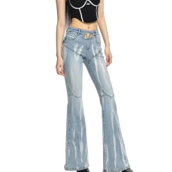 NAWS Gradient Cutting Out Metal Logo Flare Jeans