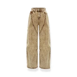 NAWS Heavy Washed Vintage Pleated Wide-Leg Jeans