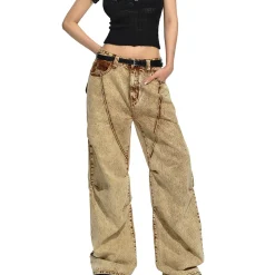 NAWS Heavy Washed Vintage Pleated Wide-Leg Jeans