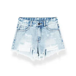 NAWS Irregular A-line Raw Edge Denim Shorts