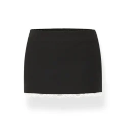 NAWS Lace Patchwork Low Rise Skirt Black