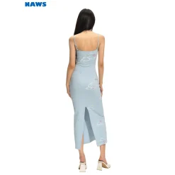 NAWS Spring U-Neck Back Slit Slip Dress