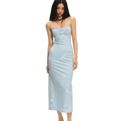NAWS Spring U-Neck Back Slit Slip Dress