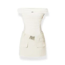 NAWS Suede Satin Fake-2-Piece Patchwork Tube Top Dress
