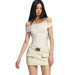 NAWS Suede Satin Fake-2-Piece Patchwork Tube Top Dress