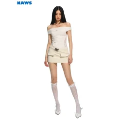 NAWS Suede Satin Fake-2-Piece Patchwork Tube Top Dress