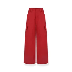 NAWS Textured Low-Rise Cargo Pocket Relaxed Fit Pants Red