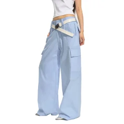 NAWS Textured Low-Rise Cargo Pocket Relaxed Fit Pants Blue