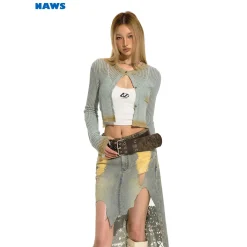 NAWS Vintage Cutting Out Destroyed Knit Cardigan