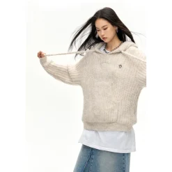 NotAwear Alpaca Fiber Hooded Sweater Cream
