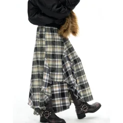 NotAwear Asymmetrical Snow Plaid A-Line Skirt