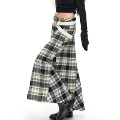 NotAwear Asymmetrical Snow Plaid A-Line Skirt