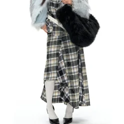 NotAwear Asymmetrical Snow Plaid A-Line Skirt