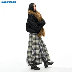 NotAwear Asymmetrical Snow Plaid A-Line Skirt