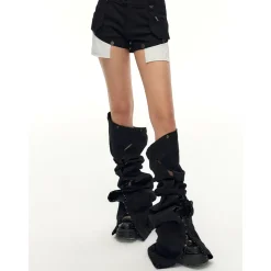 NotAwear Cargo Detachable Hollow Cutting Flare Jeans Black