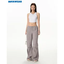 NotAwear Casual Drawstring Oversized Pants Grey